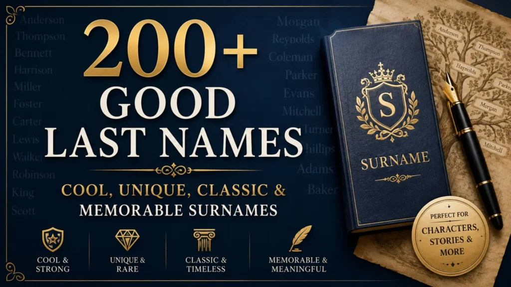 200+ good last names featuring cool, unique, classic, and memorable surname ideas